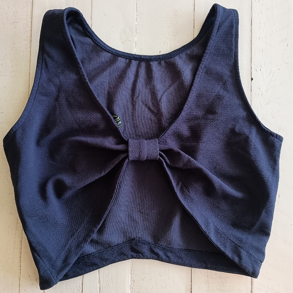 Blue Bow Back Crop Top - Picture 2 of 4